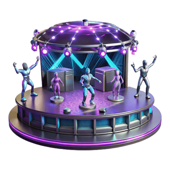 stunning modern Cyberpunk Stage 3D Illustration premium png
