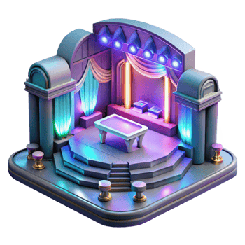 serene creative Neon Stage 3D Illustration detailed png