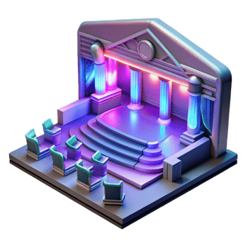 magnificent modern Neon Lit Stage 3D Render genuine png