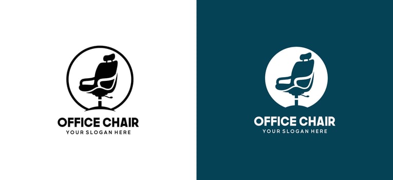 illustration of office chair silhouette logo design with headrest vector