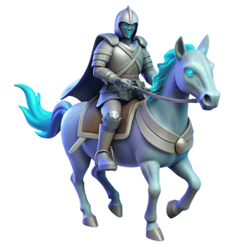 impressive modern Knight on Horseback 3D Illustration professional png