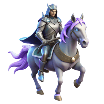 stunning contemporary 3D Illustration Knight on Horseback high resolution png