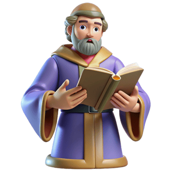 extraordinary vintage 3D Render Wise Man Reading Book Illustration high resolution png