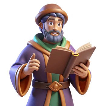 vibrant contemporary 3D Cartoon Wise Man Reading Book Illustration premium png
