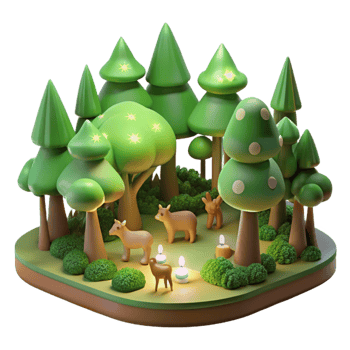 wonderful rustic Enchanted 3D Forest Night Scene authentic png