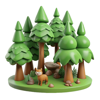 stunning creative Cartoon Forest 3D Render exclusive png