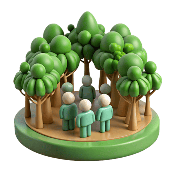 magnificent artistic 3D Illustration Green Forest Meeting 4K png