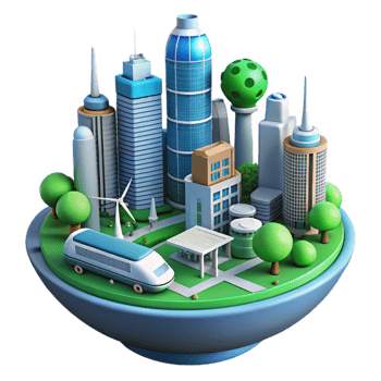beautiful rustic 3D Cityscape Illustration Modern Urban Environment high quality png
