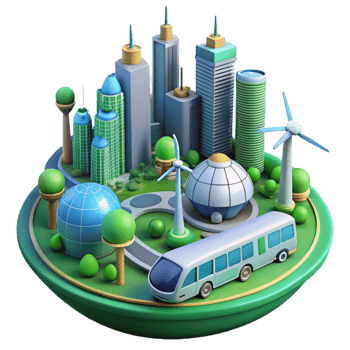 vibrant artistic Eco Friendly City 3D Illustration 4K png