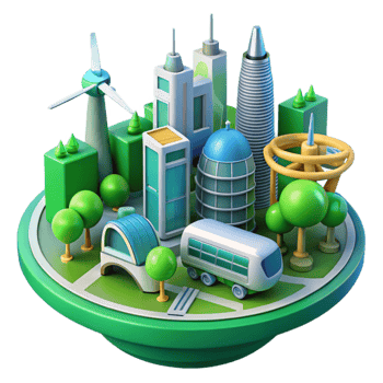 elegant classic Eco Friendly Cityscape 3D Illustration professional png
