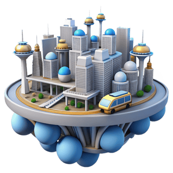 extraordinary artistic Futuristic City Island 3D Render professional png