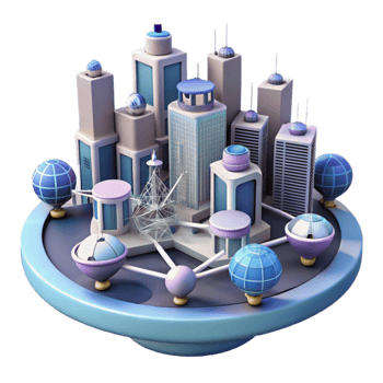 serene rustic Futuristic Cityscape 3D Illustration high quality png