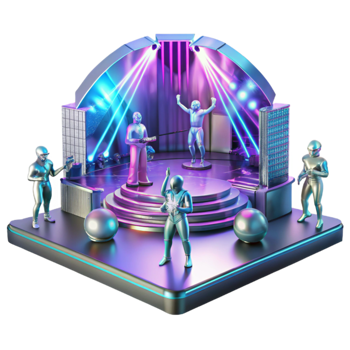 elegant creative Neon Stage 3D Illustration professional png