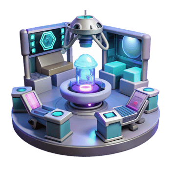 wonderful minimalist Futuristic Lab 3D Render high resolution png