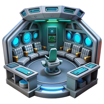 serene minimalist Futuristic Control Room 3D Render exclusive png