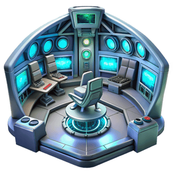 magnificent contemporary Futuristic Control Room 3D Illustration 4K png