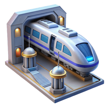 extraordinary artistic Futuristic Train Station 3D Illustration premium png
