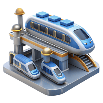 beautiful contemporary Futuristic Train Station 3D Illustration exclusive png