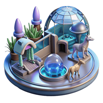 wonderful modern Futuristic Garden 3D Illustration exclusive png