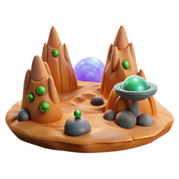 vibrant traditional Alien Planet 3D Render premium png