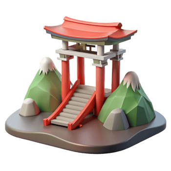 wonderful abstract 3D Render Japanese Shrine Gate with Mountains genuine png