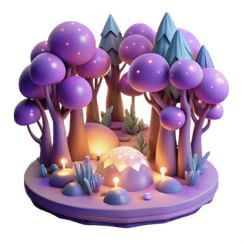 impressive minimalist Enchanted 3D Forest Illustration 4K png