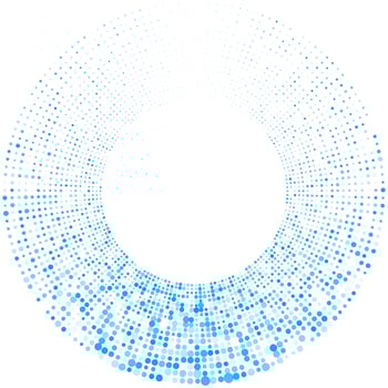 Futuristic minimal tech blue halftones dotted circles abstract background vector
