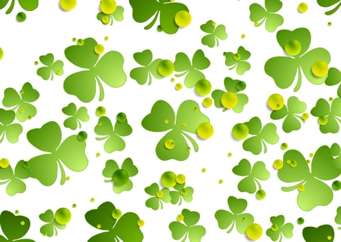 St Patrick Day abstract background with shamrock leaves vector