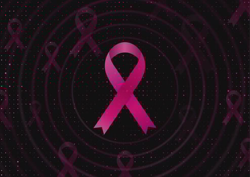 Breast cancer awareness month. Pink ribbon tape background vector