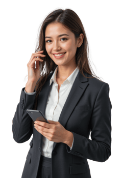 Smart Businesswoman Communicating on Smartphone, Isolated Image. png