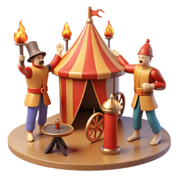 wonderful modern 3D Render Medieval Circus Tent Illustration authentic png