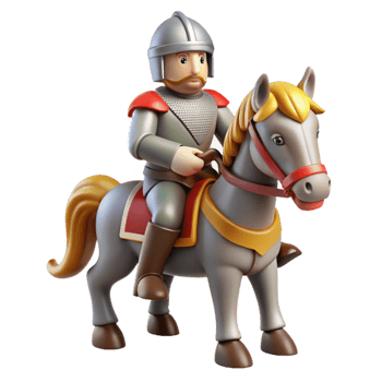 beautiful rustic 3D Illustration Medieval Knight on Horseback detailed png