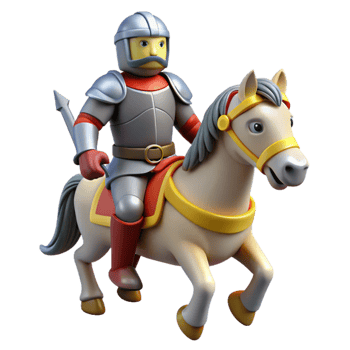 extraordinary modern 3D Cartoon Knight on Horseback Illustration high resolution png