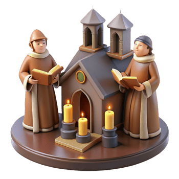 vibrant artistic 3D Render Monks Church Candles Illustration genuine png