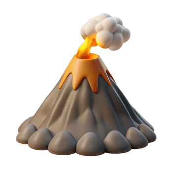 dramatic creative Cartoon Volcano 3D Render high resolution png