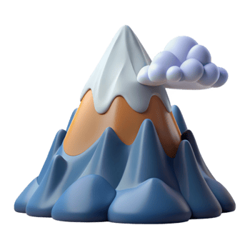vibrant abstract 3D Cartoon Mountain Illustration premium png