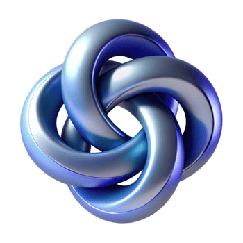 impressive abstract Blue Interlocking Rings 3D Render genuine png