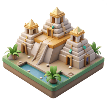 elegant vintage 3D Isometric Mayan Temple Illustration high resolution png
