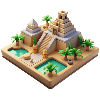 dramatic abstract 3D Isometric Mayan Temple Illustration authentic png