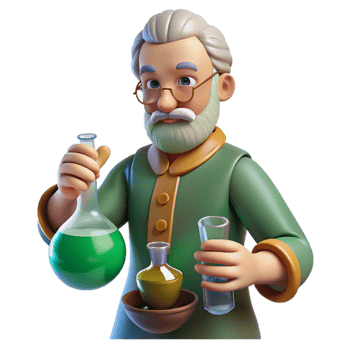 extraordinary minimalist 3D Cartoon Scientist with Lab Equipment genuine png
