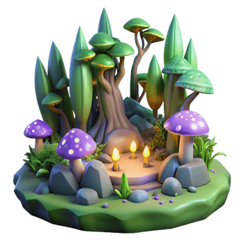 wonderful rustic Enchanted 3D Forest Scene with Glowing Lights detailed png