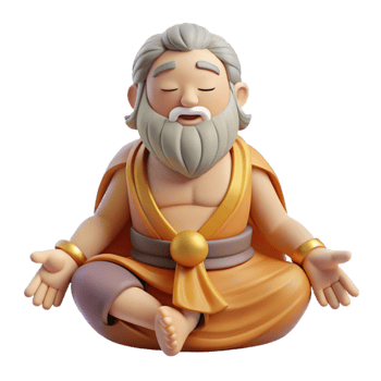 stunning classic 3D Render Monk in Meditation Pose detailed png