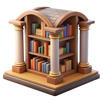 serene traditional 3D Render Bookcase with Columns original png