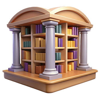 extraordinary vintage 3D Render Bookcase with Columns genuine png