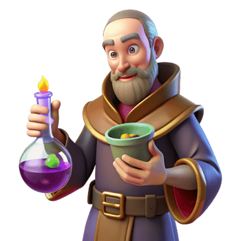 impressive classic 3D Cartoon Alchemist with Potion professional png