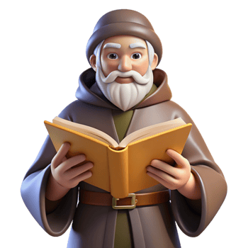 vibrant artistic Wise Monk 3D Render Illustration detailed png