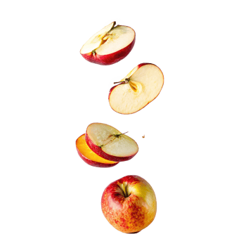 Floating Slices of Red and Yellow Apple Fruit in Air a Delicious and Healthy Snack png