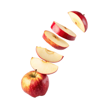Delicious Red Apple Slices Falling in Air Fresh Fruit Food Photography png