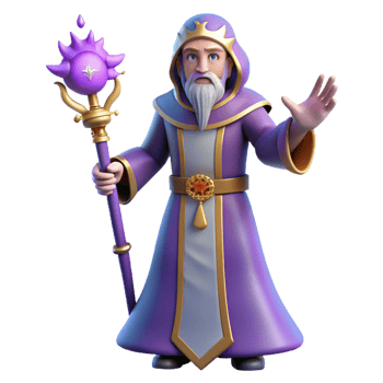 dramatic rustic 3D Render Wizard Staff Purple Robe genuine png