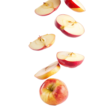 Falling Slices of Red and Yellow Apple Fruit in Air Fresh and Healthy png